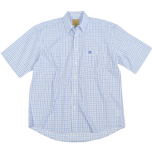 Gunnison Creek Outfitters Men's Light Blue Plaid Short Sleeve Shirt